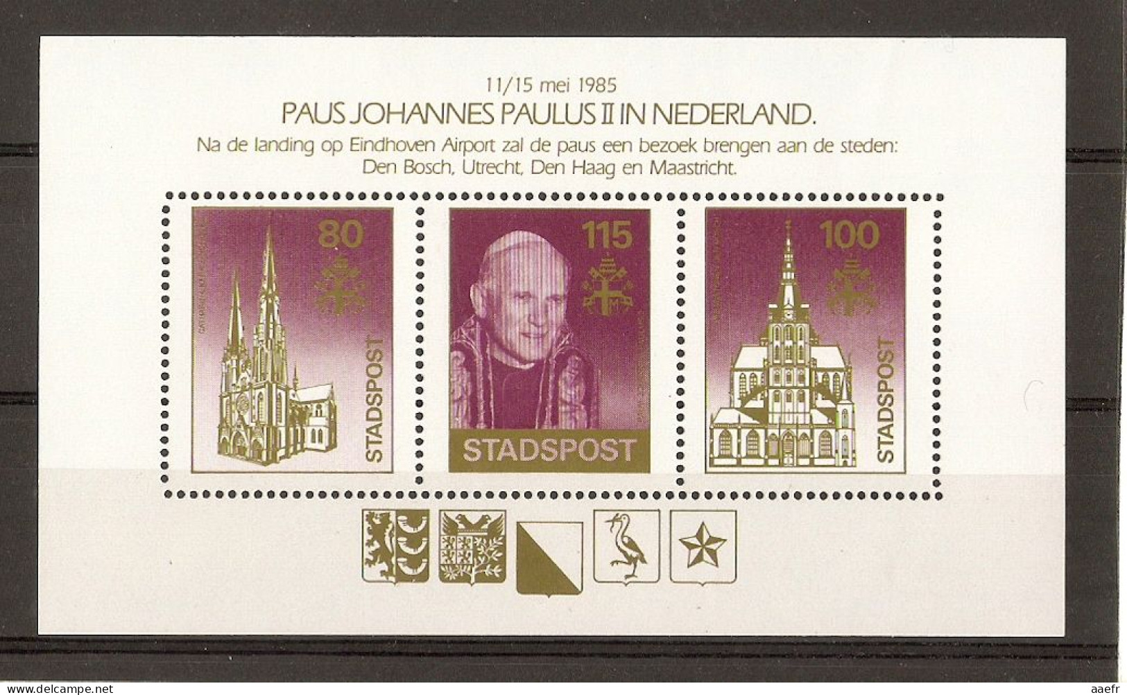 Pays-Bas 1985 - Local Mail - Stadspost - Bloc MNH - Paus Johannes Paulus II In Nederland - Sonstige & Ohne Zuordnung