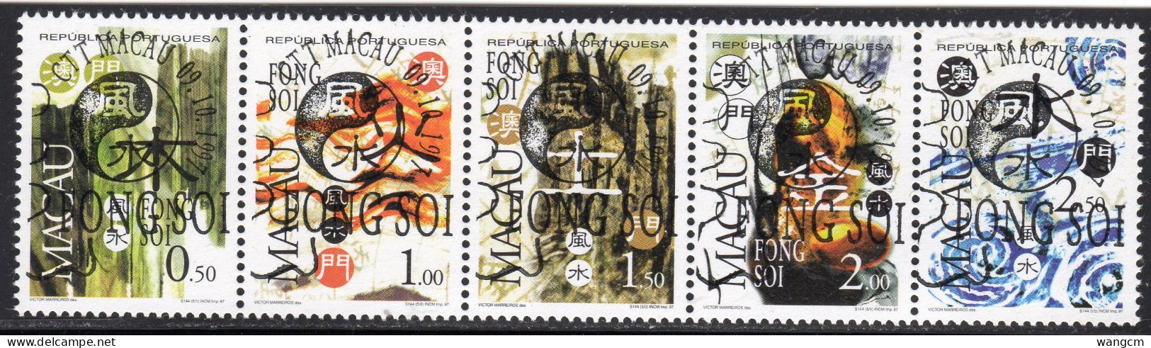 Macau 1997 Feng Shui Set Of 5 In S-t Strip CTO Used - Used Stamps