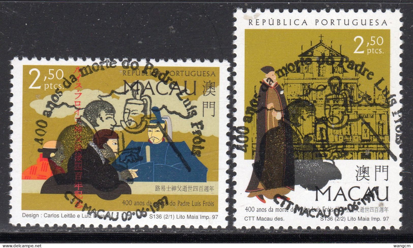 Macau 1997 Death Anniv Of Father Luis Frois Set Of 2 CTO Used - Usati