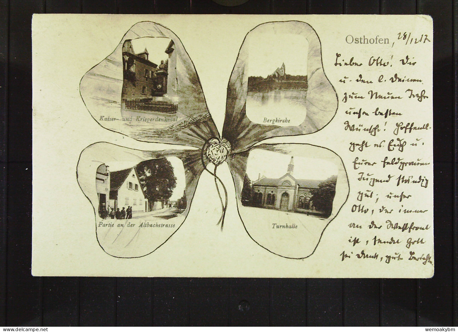 DR: Ansichtskarte Von Osthofen Mit 4 Ansichten Vom 27.12.1917 Mit 7 1/2 Pfg Germania Knr.: 99 - Alzey