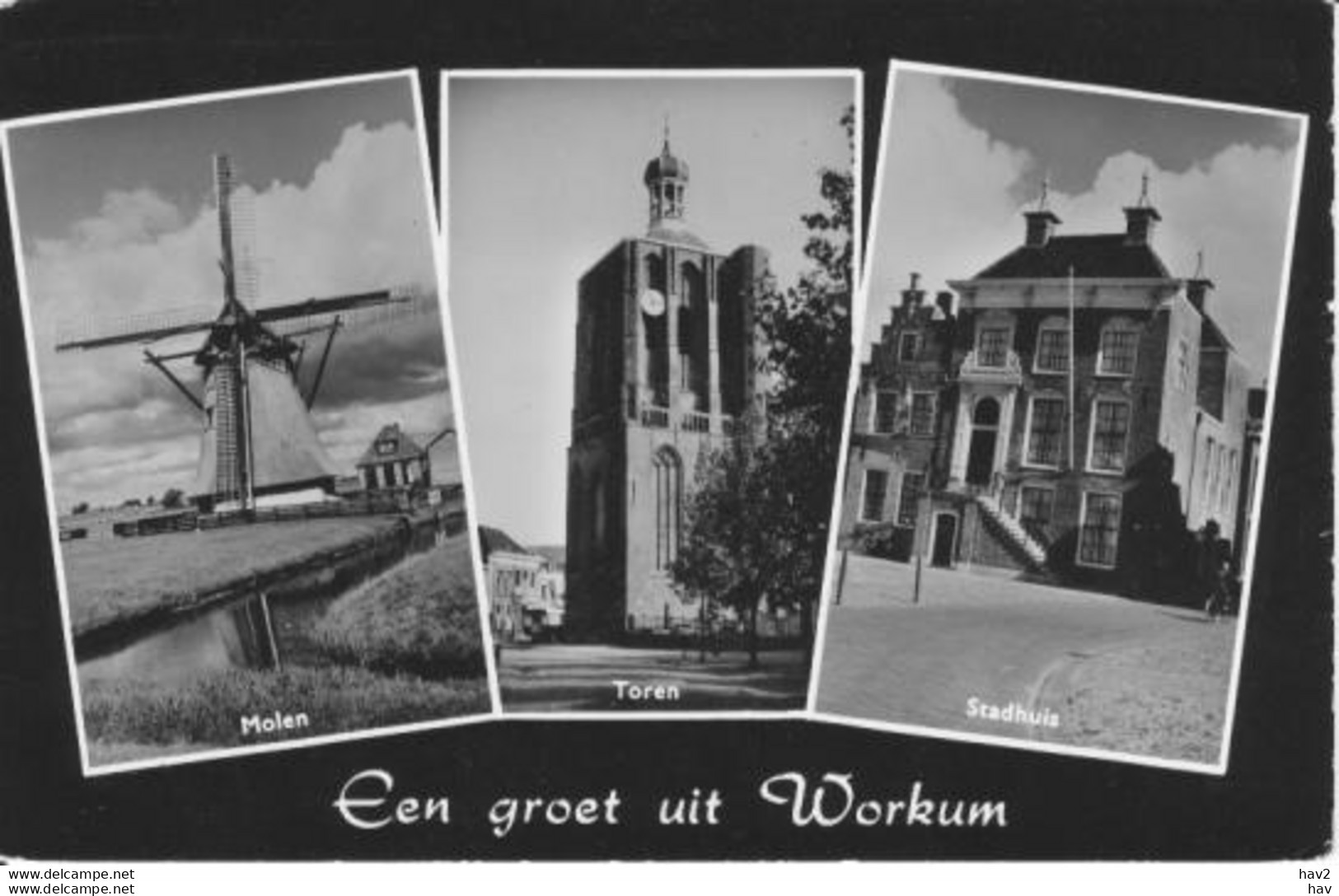 Workum Drieluik Molen Toren Stadhuis RY 2380 - Workum