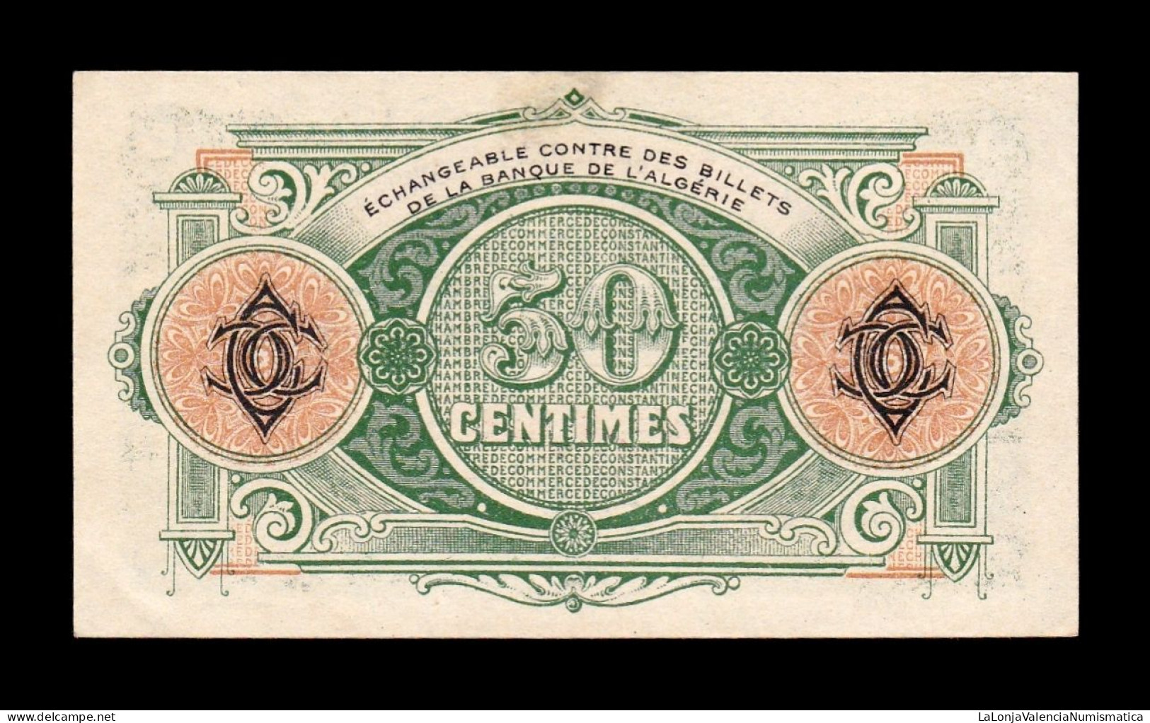 Argelia Algeria Constantine Chambre De Commerce 50 Centimes 1916 Anulado Sc- AUnc - Algeria