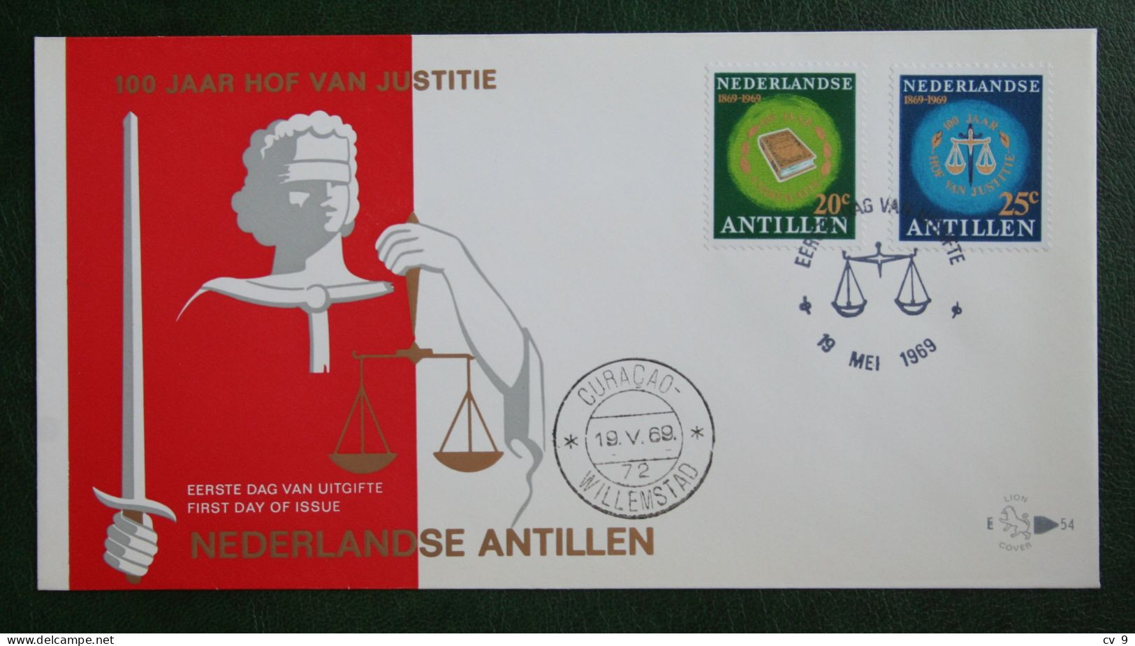 FDC 1969 Hof Van Justitie ; NVPH 408-409 E54 NEDERLANDSE ANTILLEN  NETHERLANDS ANTILLES - Curaçao, Nederlandse Antillen, Aruba