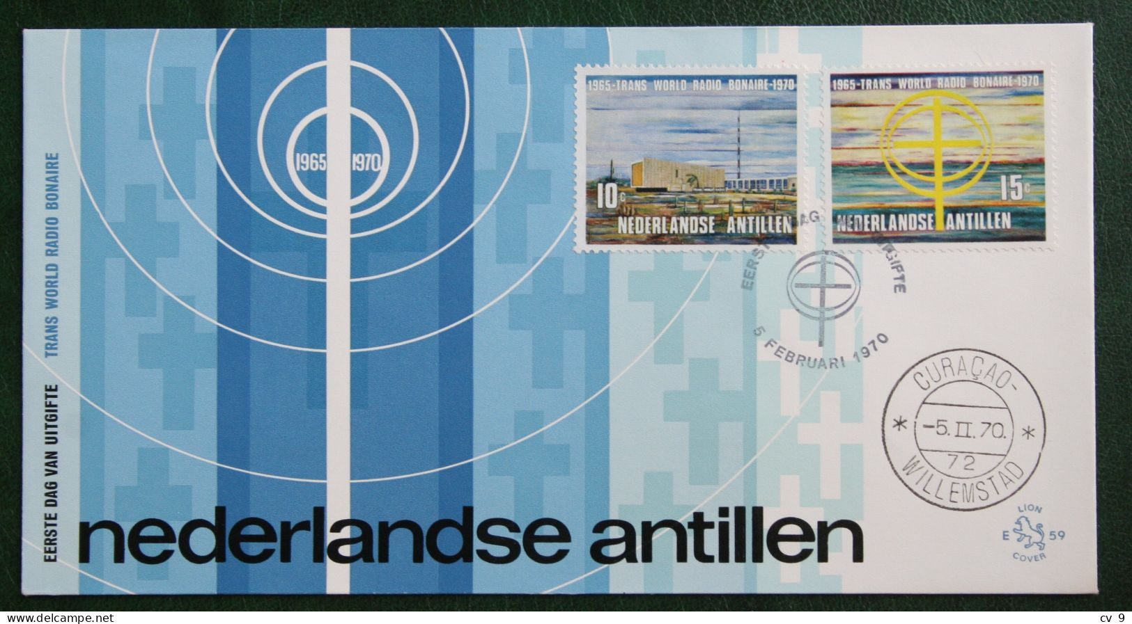 FDC 1970 Radio Bonaire Broadcasting Antenne NVPH 421-422 E59 NEDERLANDSE ANTILLEN  NETHERLANDS ANTILLES - Curaçao, Nederlandse Antillen, Aruba