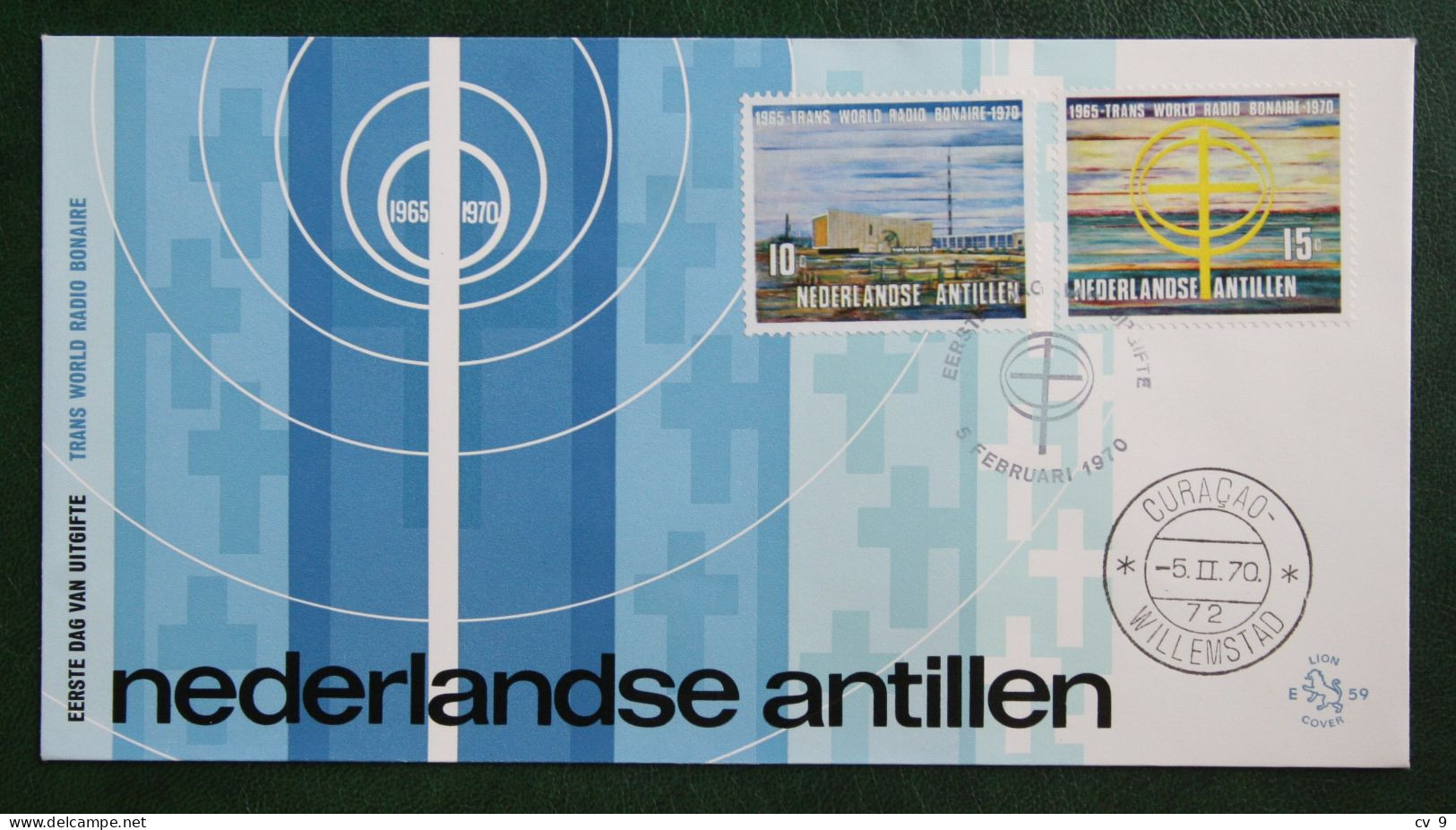 FDC 1970 Radio Bonaire Broadcasting Antenne NVPH 421-422 E59 NEDERLANDSE ANTILLEN  NETHERLANDS ANTILLES - Curaçao, Nederlandse Antillen, Aruba