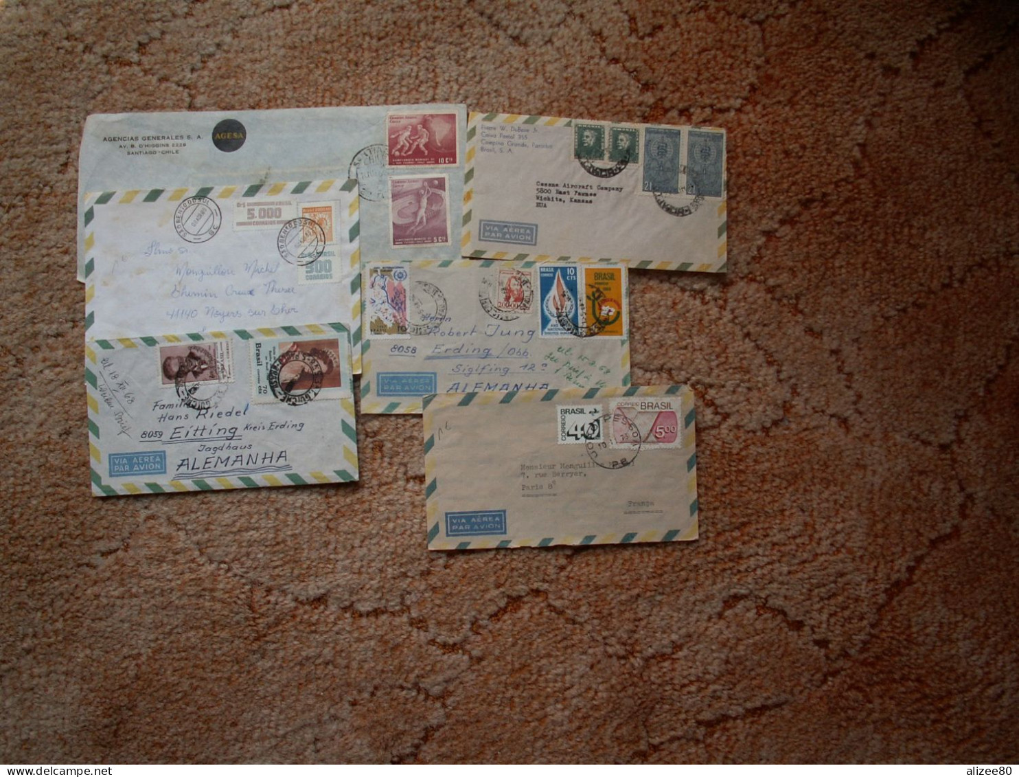 6  ENVELOPPES  AVION    //  BRESIL - Andere & Zonder Classificatie