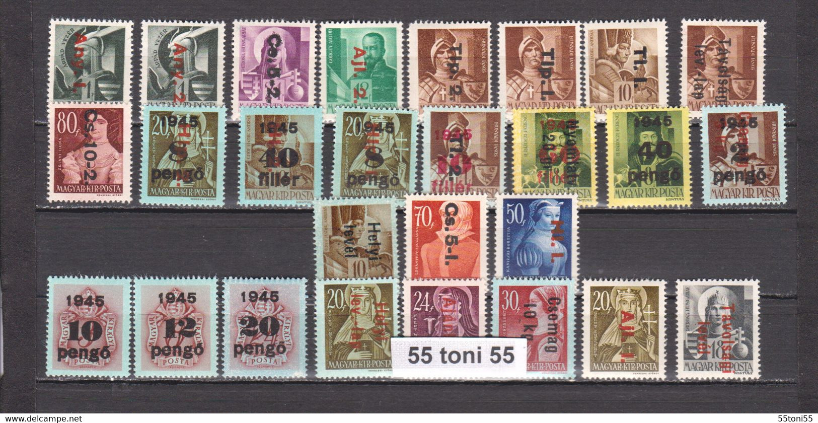 1945 Lot Of 27 Surcharges Stamps - MNH Hungary - Collections (sans Albums)