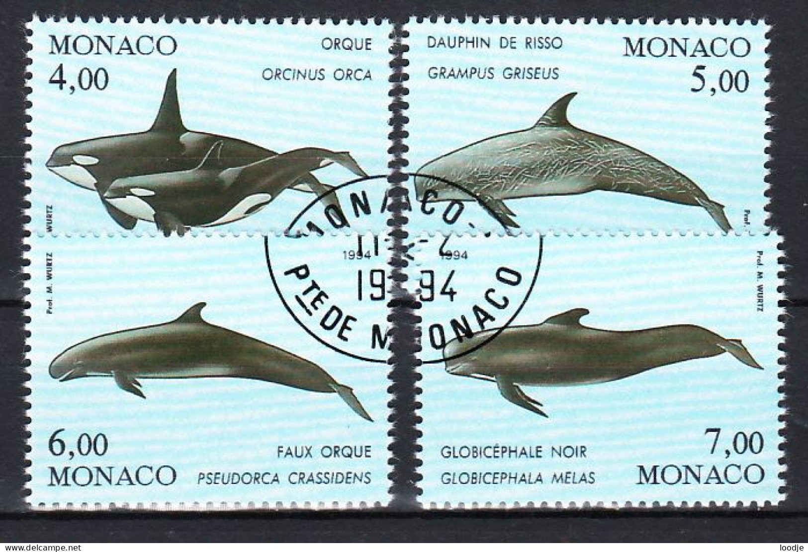 Monaco Mi 2169,2172 Walvissen  Gestempeld - Used Stamps