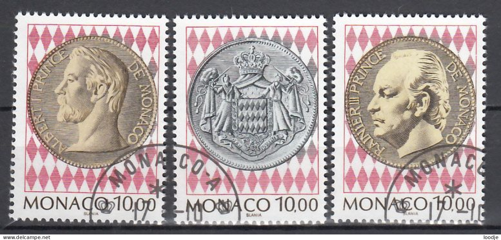 Monaco Mi 2191,2193 Postzegel En Muntenmuseum  Gestempeld - Usati