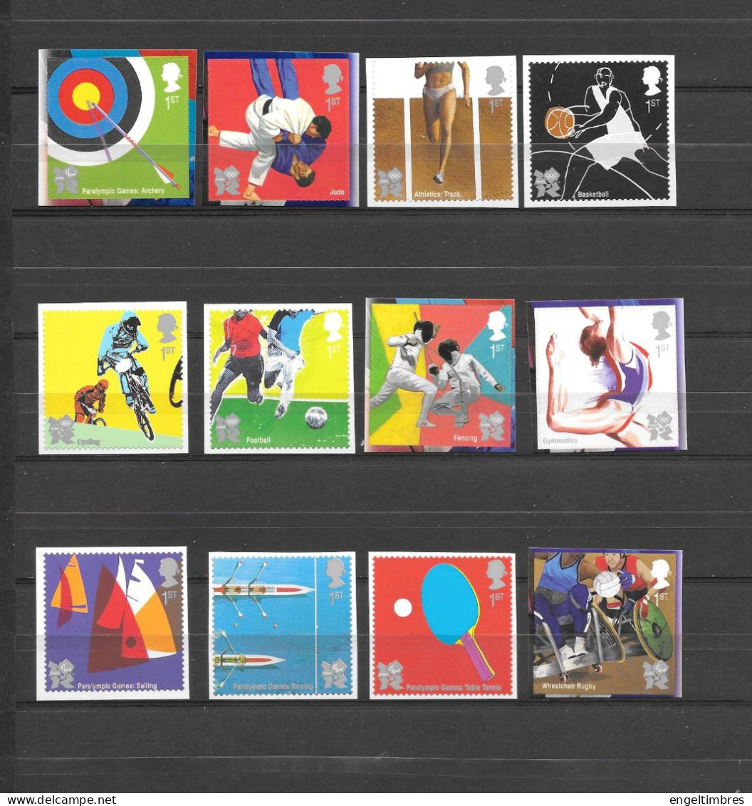 GB London 2012  SINGLE SELF ADHESIVE STAMPS  (12)  Ex Machine  BOOKLETS - See Scan - Unused Stamps