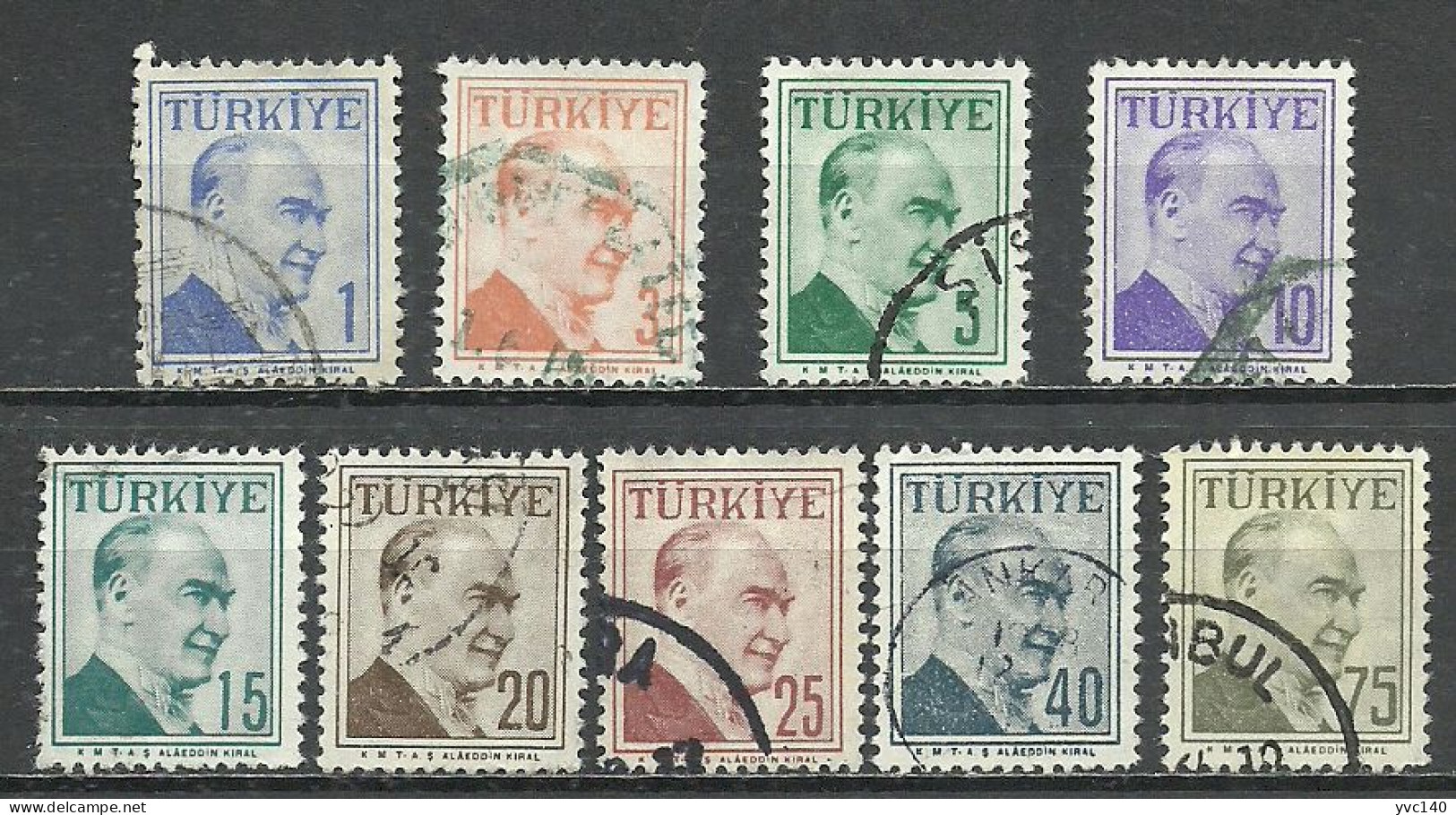 Turkey; 1957 Regular Postage Stamps - Used Stamps