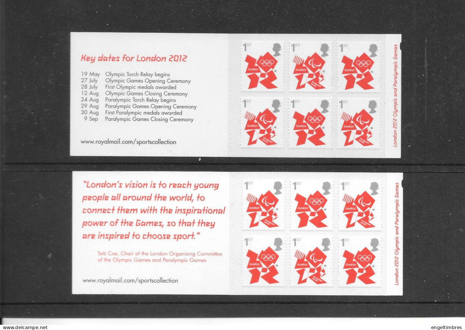 GB London 2012  MACHINE BOOKLETS With OLYMPIC Definitives   (2)   - See Scan & Notes - Unused Stamps