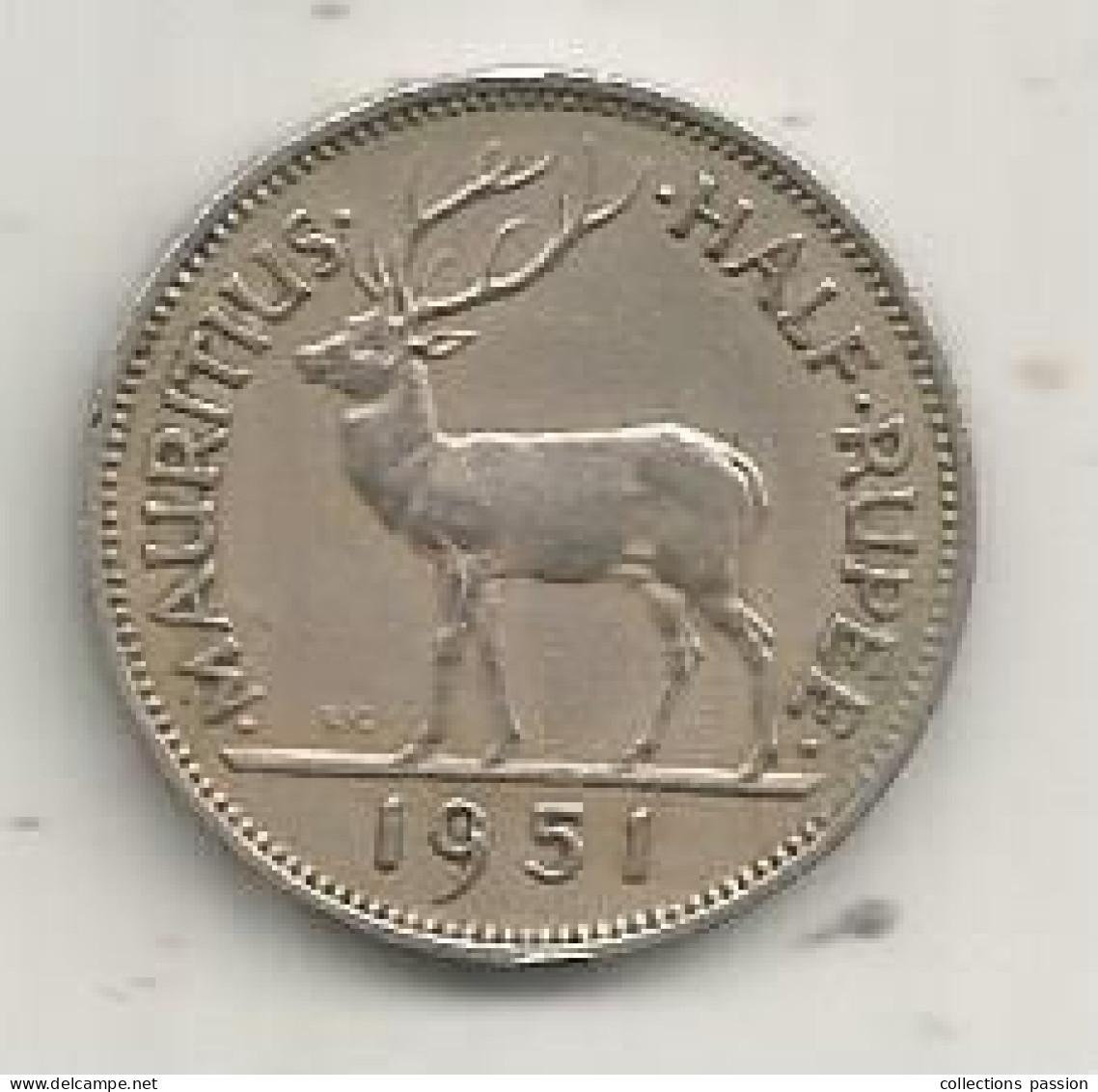 Monnaie, MAURITIUS, MAURICE , Half Rupee , 1951 - Mauricio