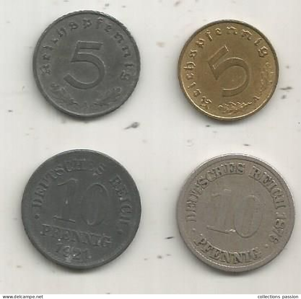 Monnaie, ALLEMAGNE, 1876-1921-1938-1940, LOT DE 4 MONNAIES - Other & Unclassified