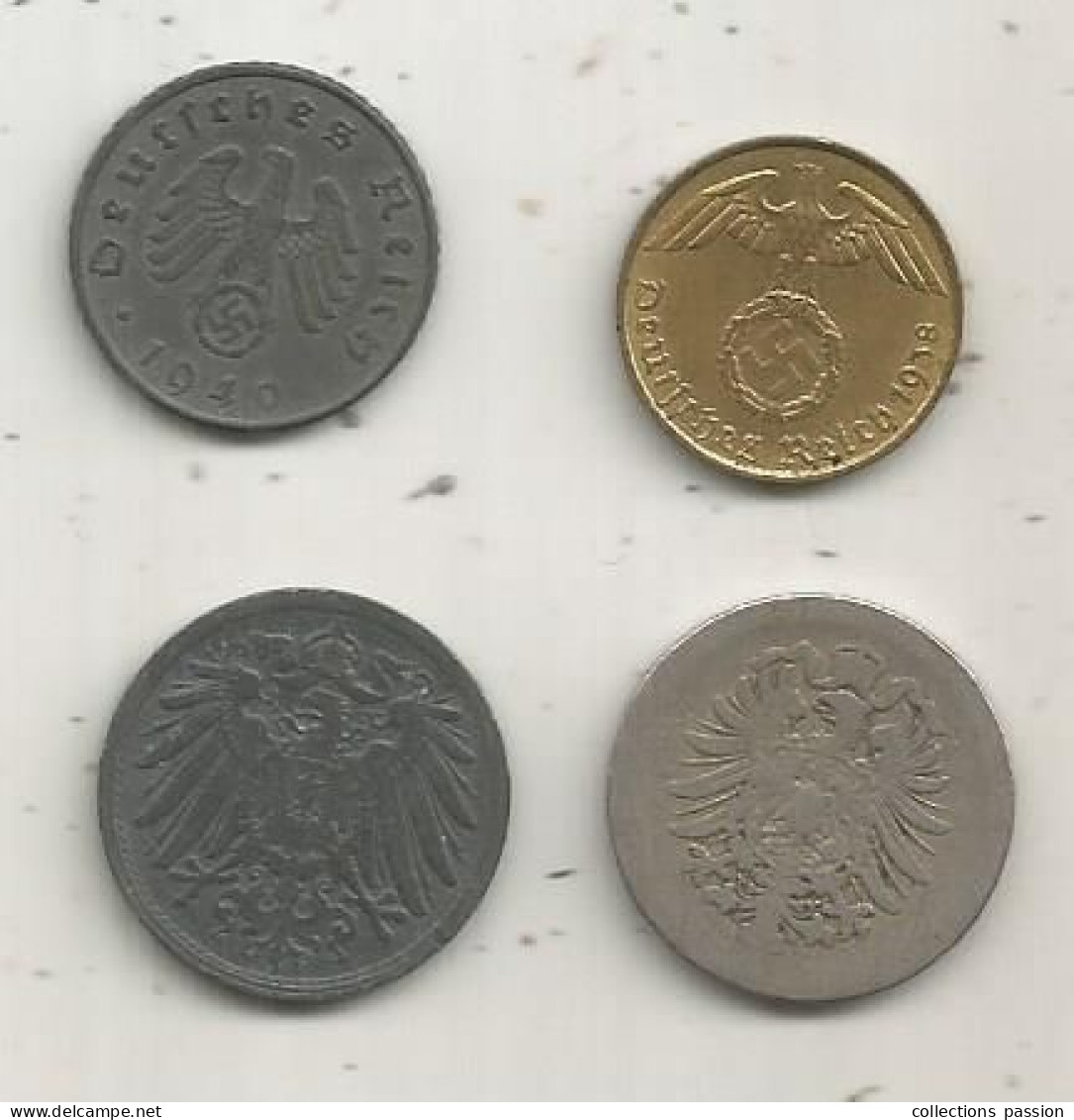 Monnaie, ALLEMAGNE, 1876-1921-1938-1940, LOT DE 4 MONNAIES - Otros & Sin Clasificación