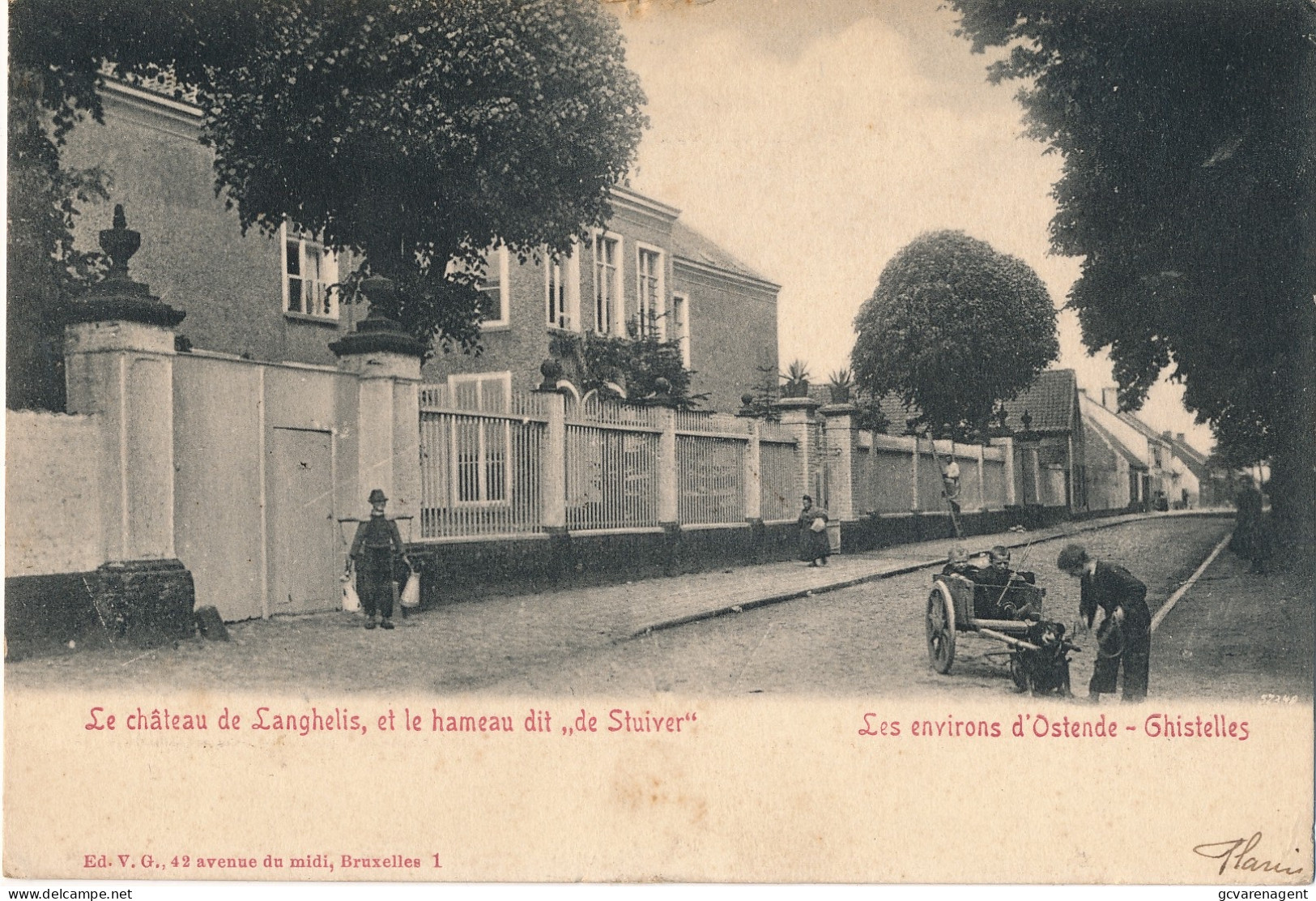 GISTEL  LE CHATEAU DE LANGHELIS , ET LE HAMEAU DIT  DE STUIVER          2 SCANS - Gistel