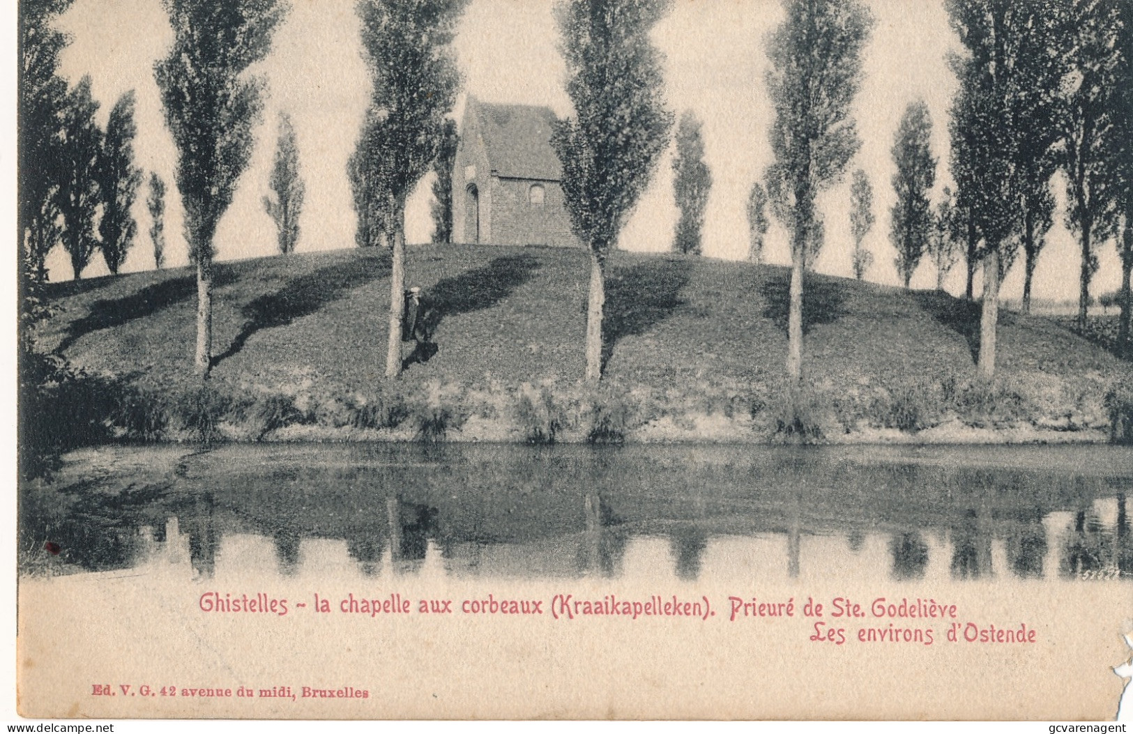 GISTEL       LA CHAPELLE AUX CORBEAUX  KRAAIKAPELLEKEN  , PRIEURE DE STE.GODELIEVE !!! ONDERHOEK RECHTS BESCHADIGD - Gistel