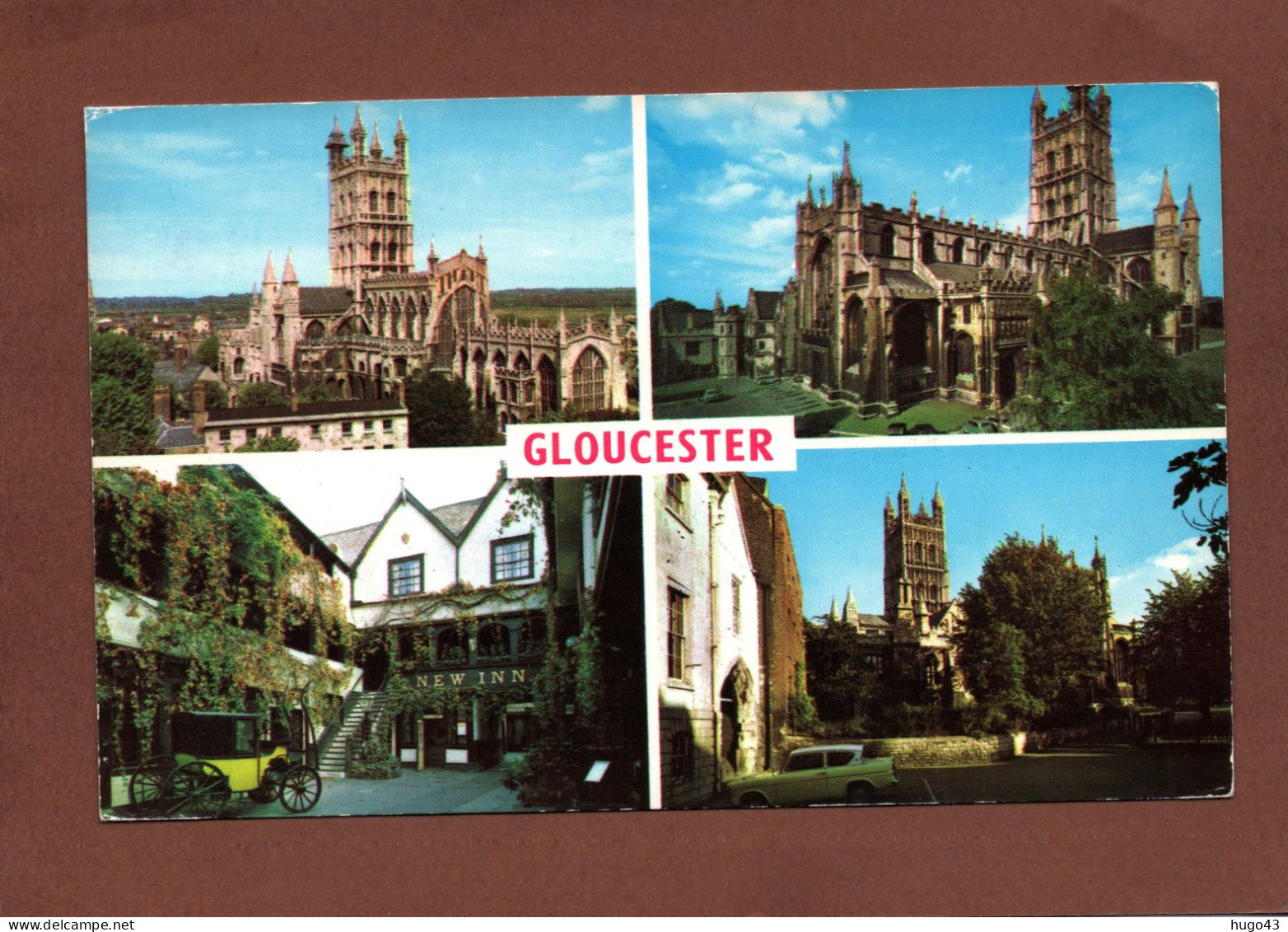 (RECTO / VERSO) GLOUCESTER IN 1970 - MULTIVUES -  THE CATHEDRAL AND THE NEW INNBEAU TIMBRE - FORMAT CPA - Gloucester