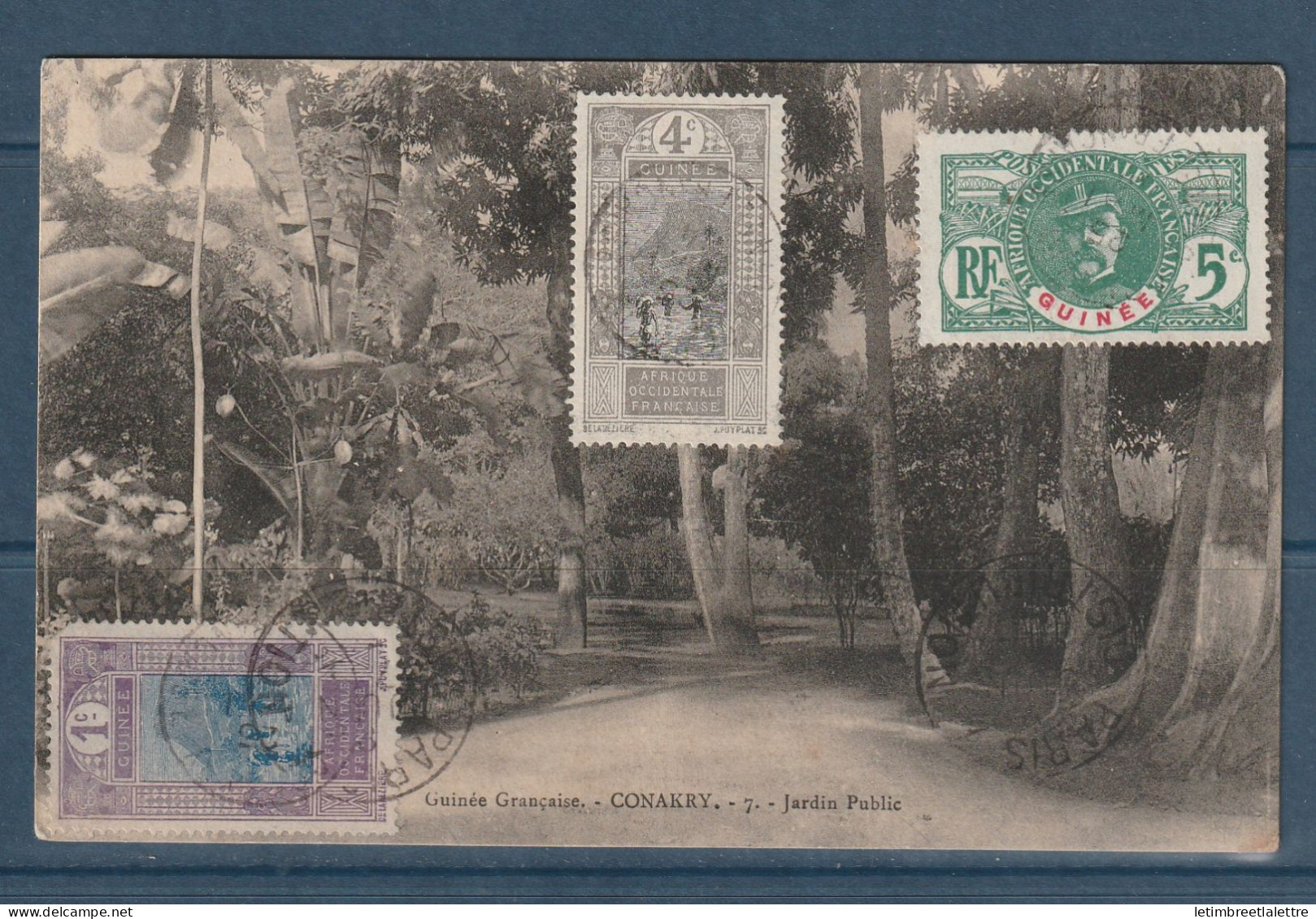 Guinée - Carte Postale - Erreur D'inscription ( Grançaise ) - Conakry - Jardin Public - Carte Ayant Circulée - 1914 - Guinée Française