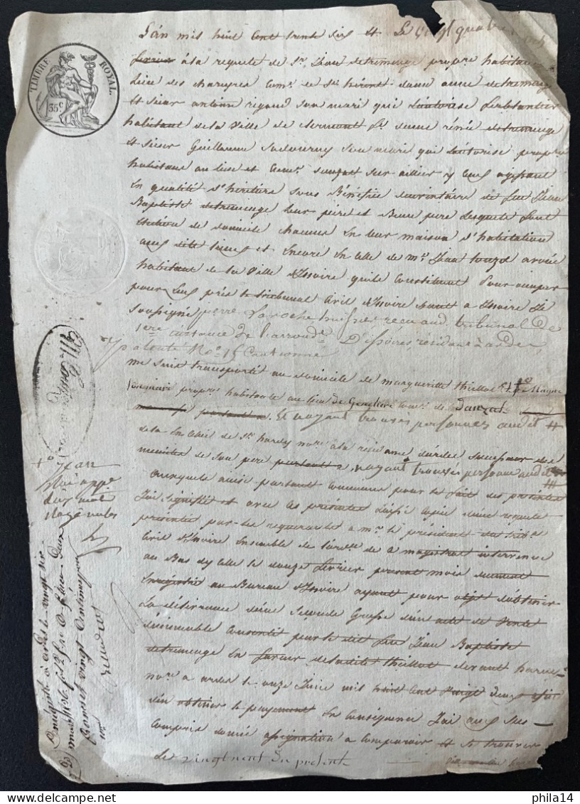 DOCUMENT NOTARIAL 1836 SAINT HERENT CHAREYRES PUY DE DOME / 2 PAGES - Manuscrits