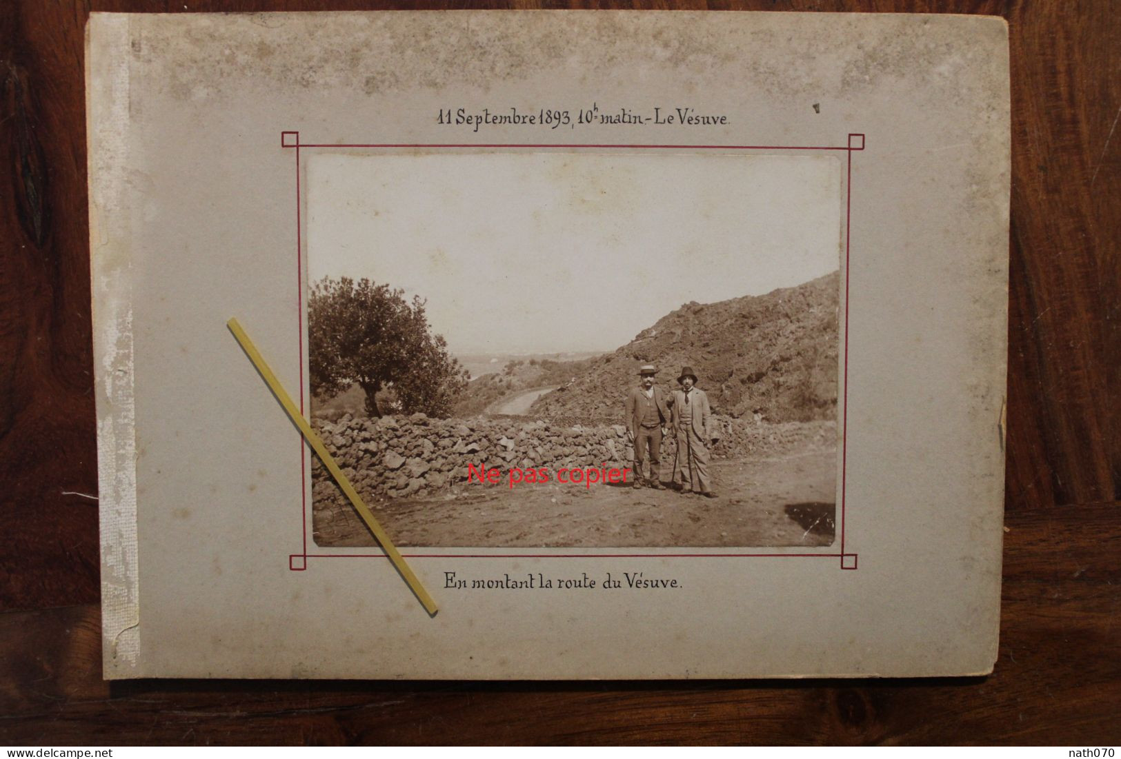Photo 1893 Le Vésuve En Montant La Route Italie Tirage Albuminé Albumen Print Pompéi - Antiche (ante 1900)