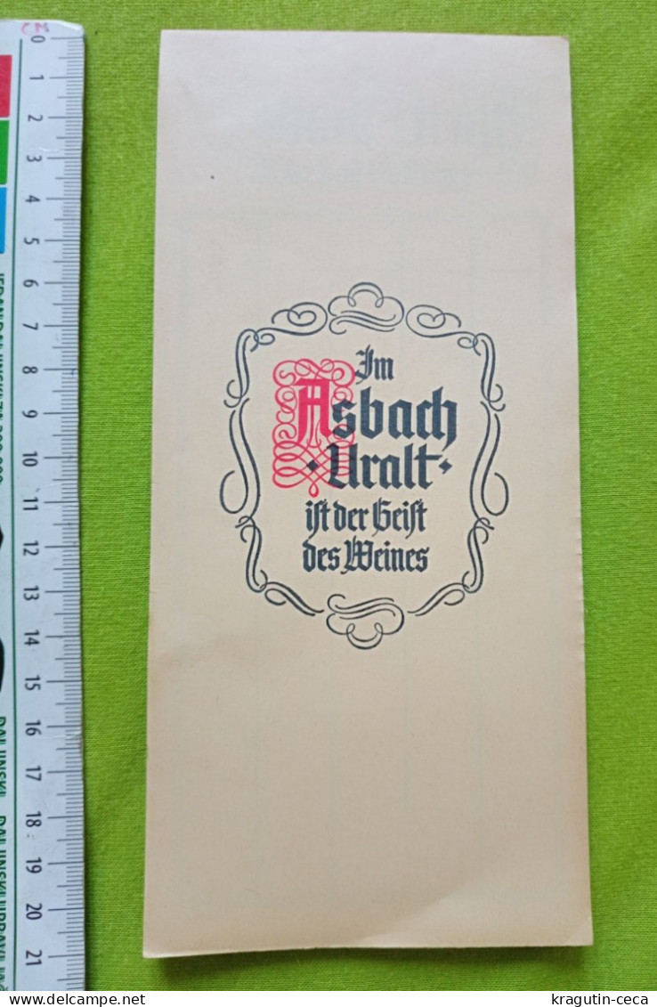 Asbach Uralt Weines Germany Wine Advertise Vintage Note Pad Blotter Bill Receipt BUVARDE BLOC-NOTES FACTURE VIN WEIN - Liquor & Beer