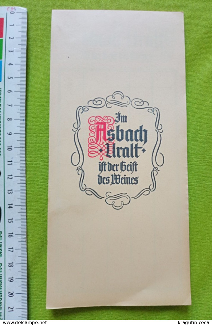 Asbach Uralt Weines Germany Wine Advertise Vintage Note Pad Blotter Bill Receipt BUVARDE BLOC-NOTES FACTURE VIN WEIN - Liqueur & Bière