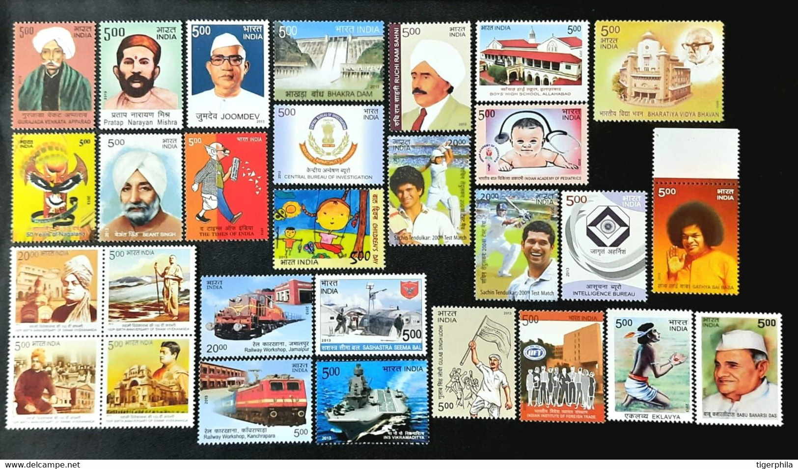 INDIA 2013 COMPLETE YEAR SET Of 122 Stamps MNH Including Indian Cinema - Années Complètes