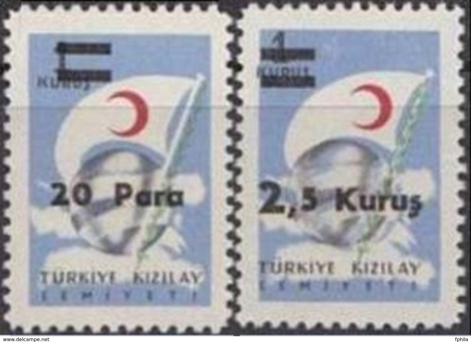 1956 TURKEY SURCHARGED TURKISH RED CRESCENT STAMPS MNH ** - Charity Stamps