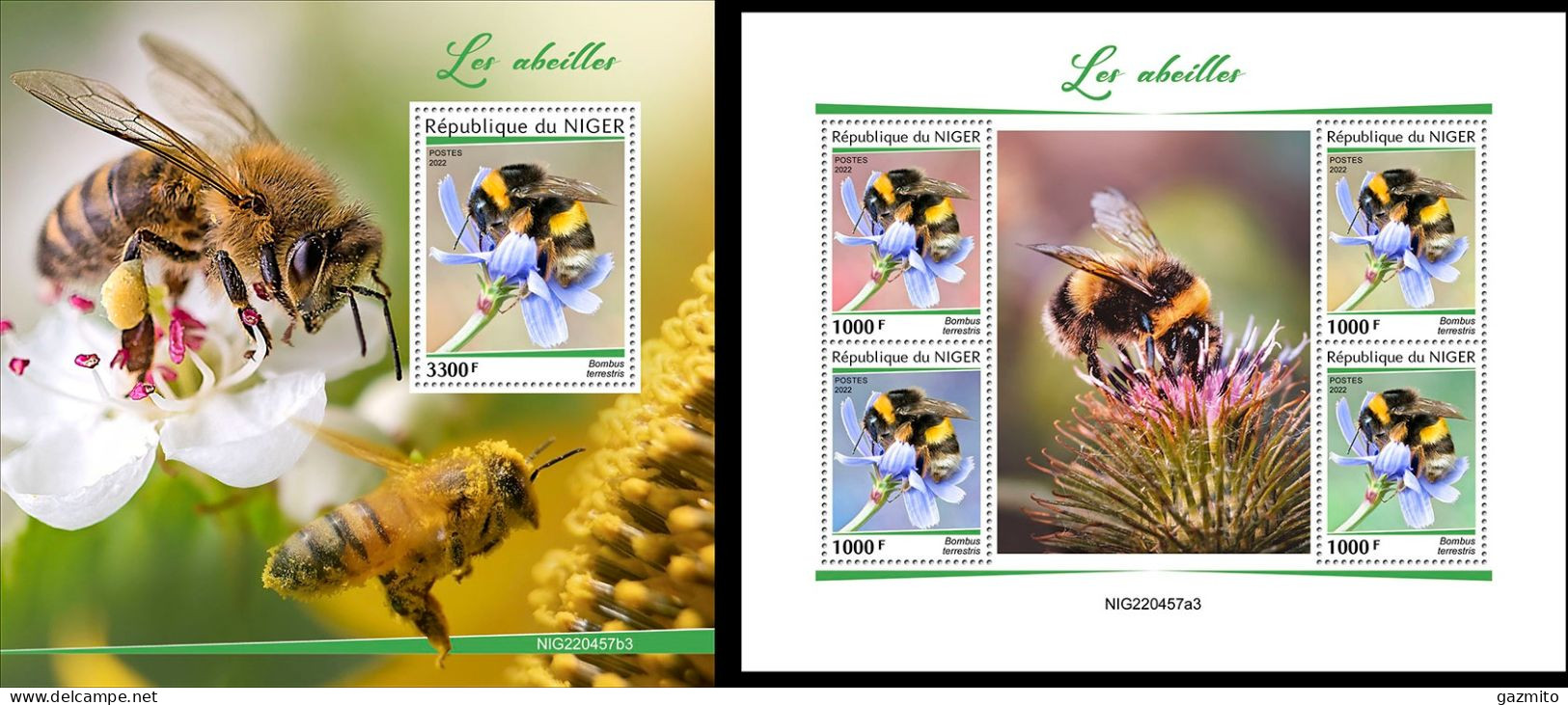 Niger 2022, Animals, Bees V, 4val In BF +BF - Abeilles