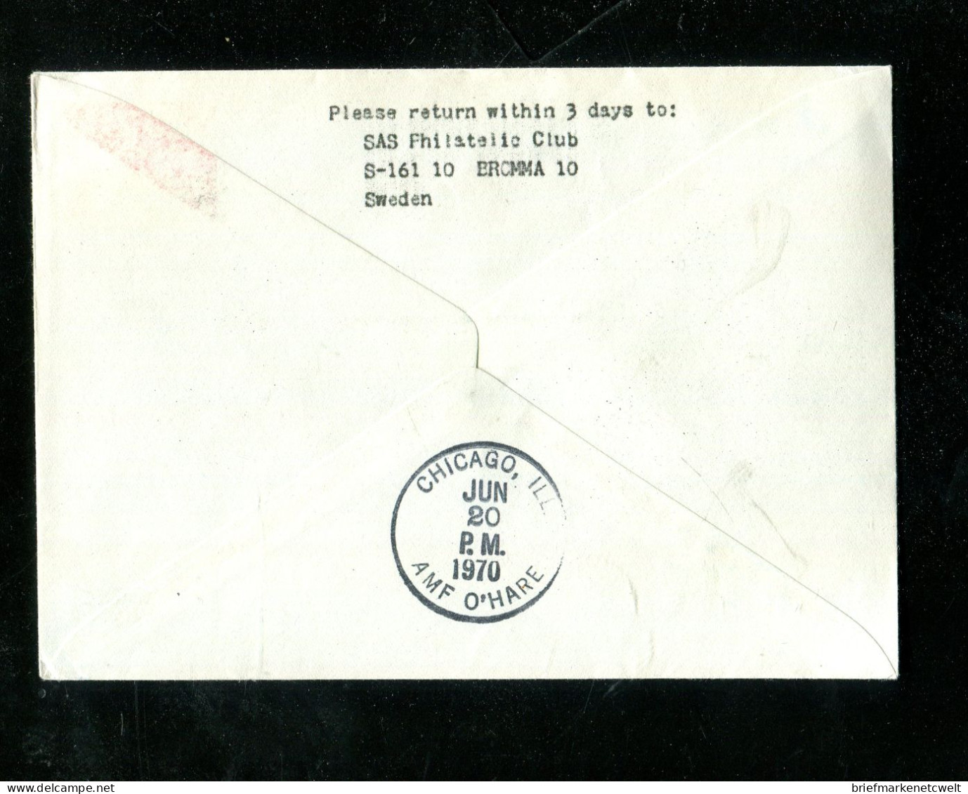 "DAENEMARK" 1970, SAS-Erstflugbrief "Copenhagen-Chigago" (18960) - Poste Aérienne