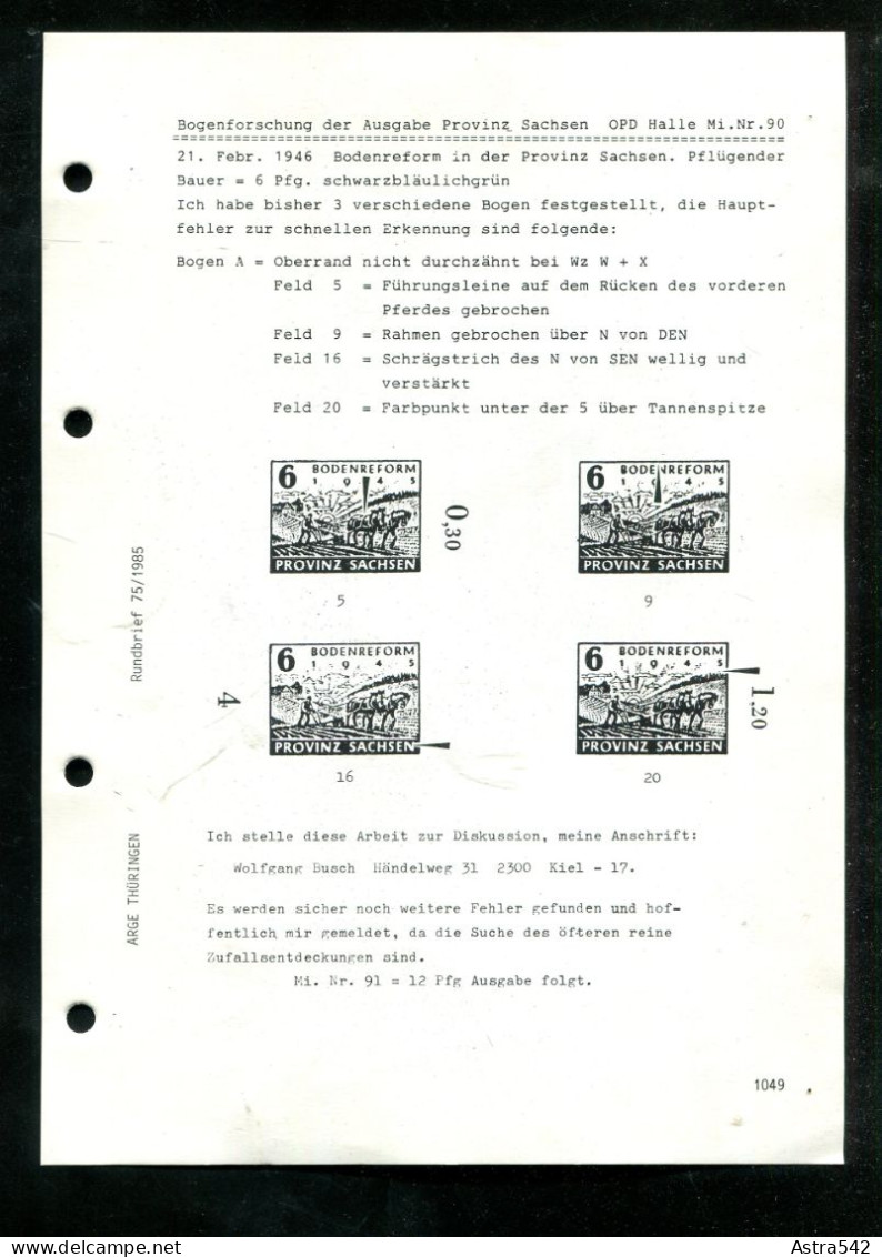 "LITERATUR, SBZ-PROVINZ SACHSEN" Bogenforschung Mi. 87/88 "Wiederaufbau" (12 Seiten) (18967) - Handbücher