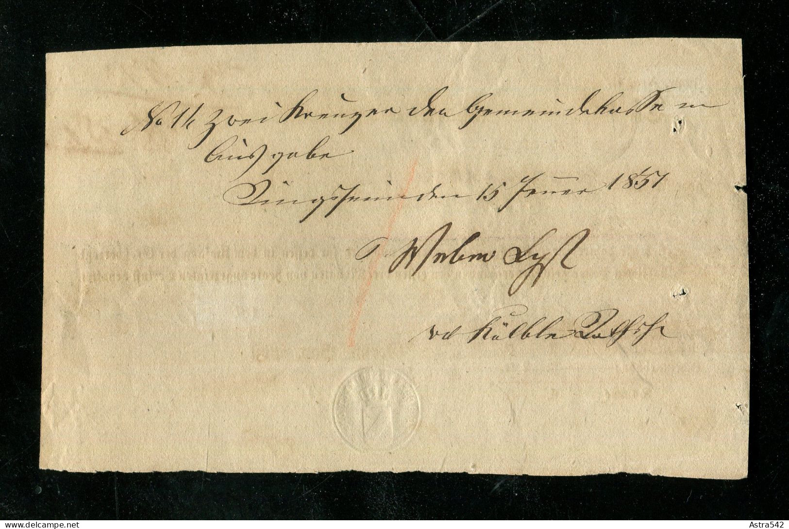 "BADEN" 1851, Postschein "Grossh. Bad. Post", Blauer L1 "ETTENHEIM" (18995) - Cartas & Documentos