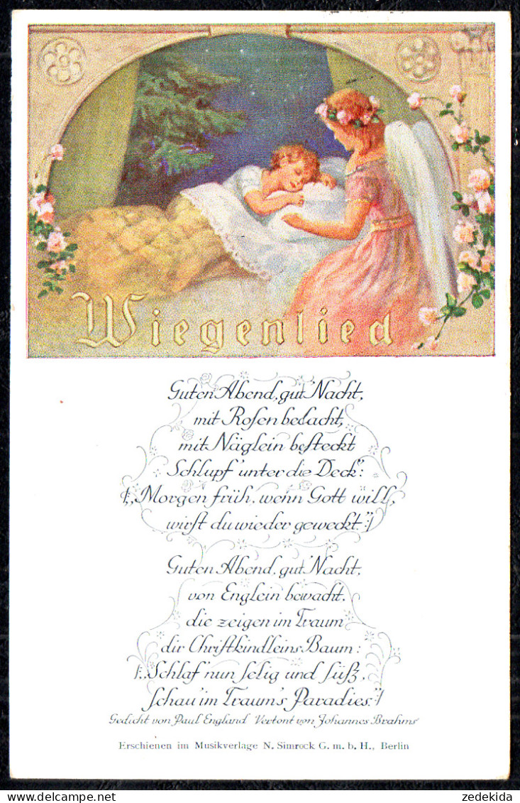 G3976 - Künstlerkarte Wiegenlied Liedkarte Paul England Johannes Brahms - Verlag N. Simrock - Boettcher, Hans