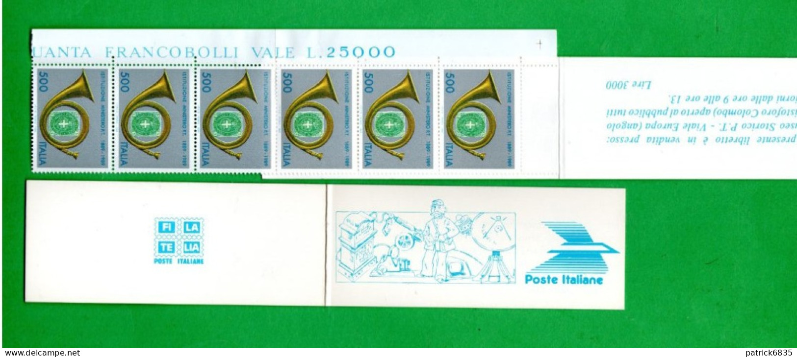 Italia ** - Anno -1989. L.12 - Ministero Delle Poste E Telegrafi  MNH. Con BORDO Di FOGLIO. - Carnets