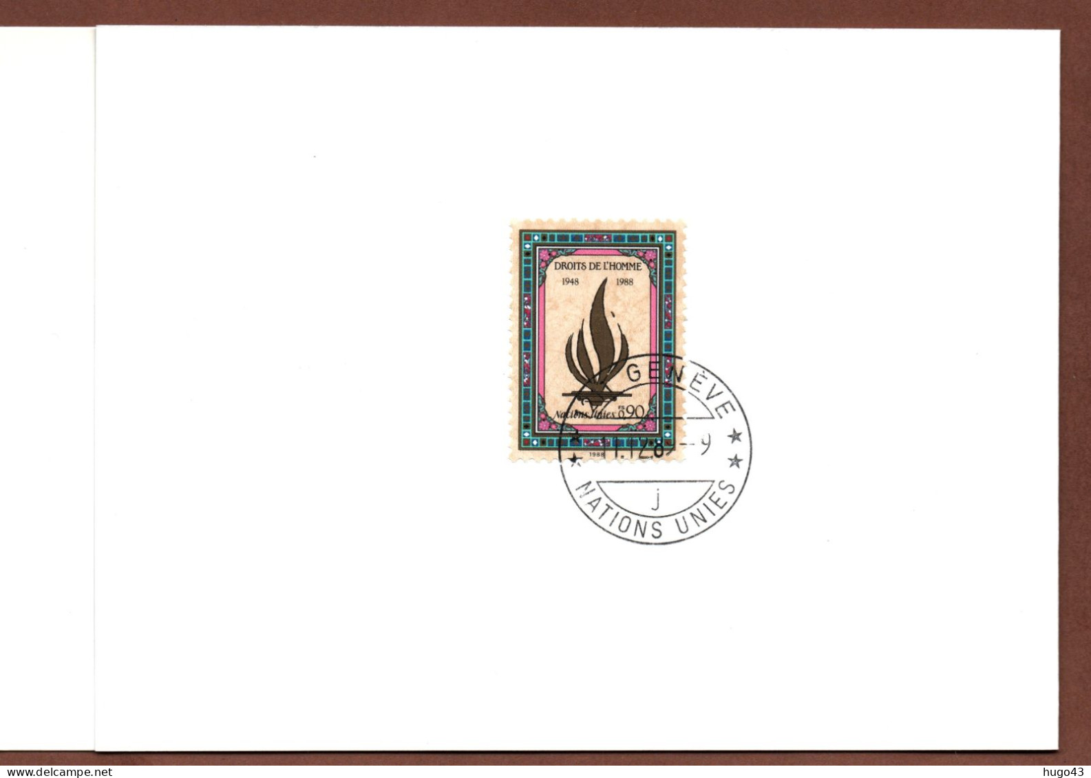 (RECTO / VERSO) MEILLEURS VOEUX POUR  1990 - OFFICE DE GENEVE - CARTE FEUILLET - BEAU TIMBRE ET CACHET - Lettres & Documents