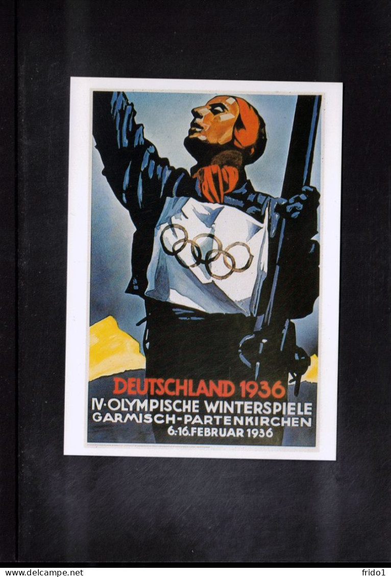 France 1936 Olympic Games Garmisch-Partenkirchen Interesting Postcard - Poster Of Olympic Games - Invierno 1936: Garmisch-Partenkirchen