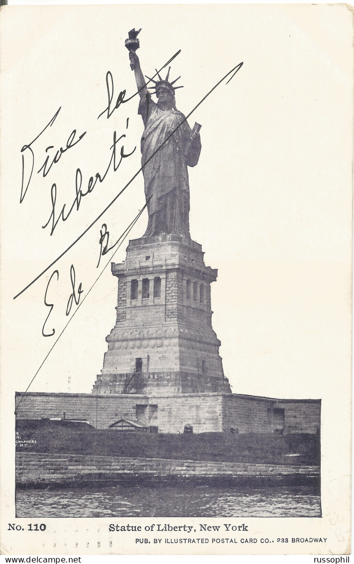 USA - STATUE OF LIBERTY, NEW YORK - PUB. BY ILLUSTRATED POSTAL CARD CO N°110 - 1902 - Statua Della Libertà