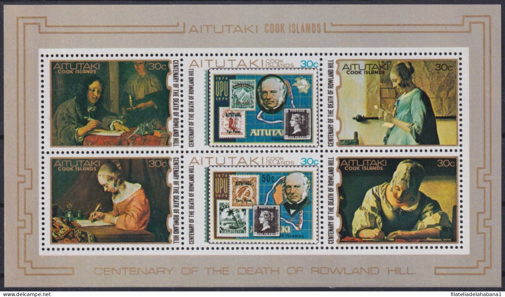 F-EX42329 AITUTAKI MNH 1979 ROWLAND HILL CENTENARY OF DEATH ART PAINTING.  - Rowland Hill