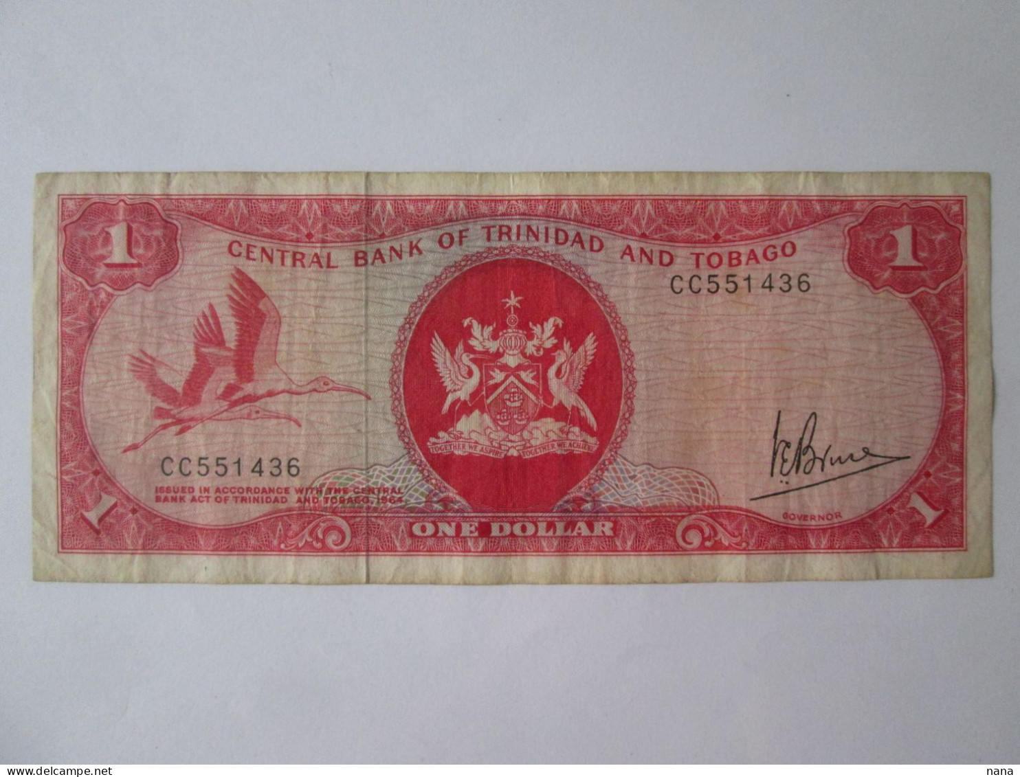 Trinidad & Tobago 1 Dollar 1964(1977) Banknote,see Pictures - Trinidad & Tobago