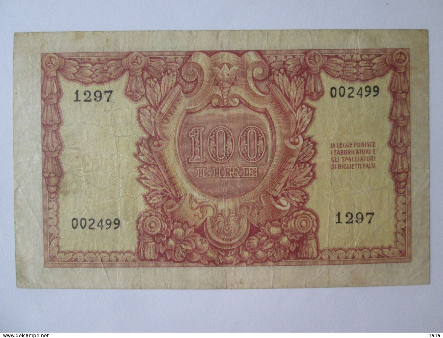 Italy 100 Lire 1951 Banknote See Pictures - 100.000 Lire
