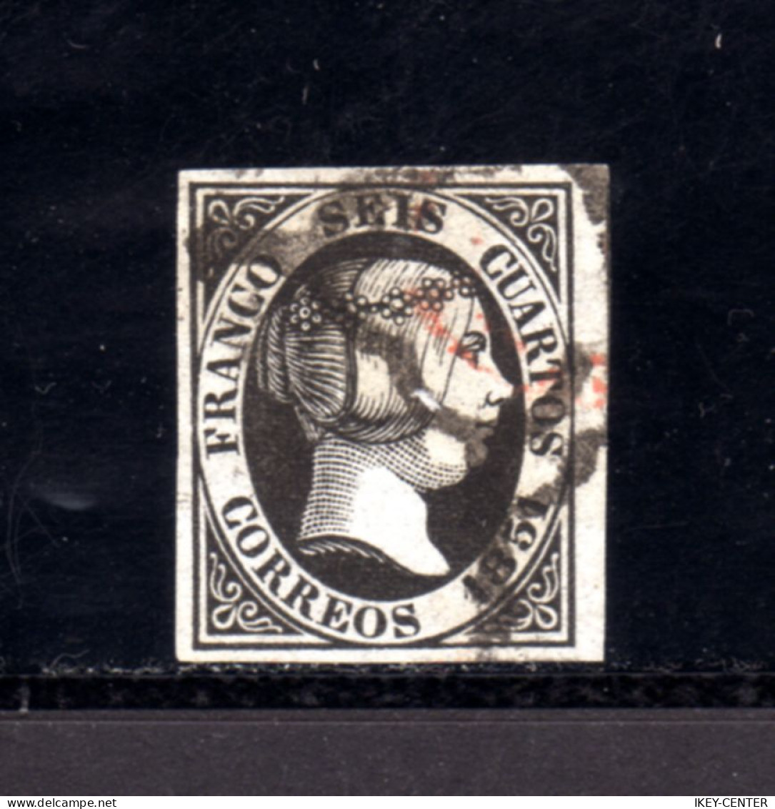 6041-ESPAÑA-SPAIN-ESPAGNE-SPANIEN.1851.ISABEL II.Edifil Nº 6. Stamp USED. Sello Usado.RED Stamped. Matasellos ROJO. - Usados