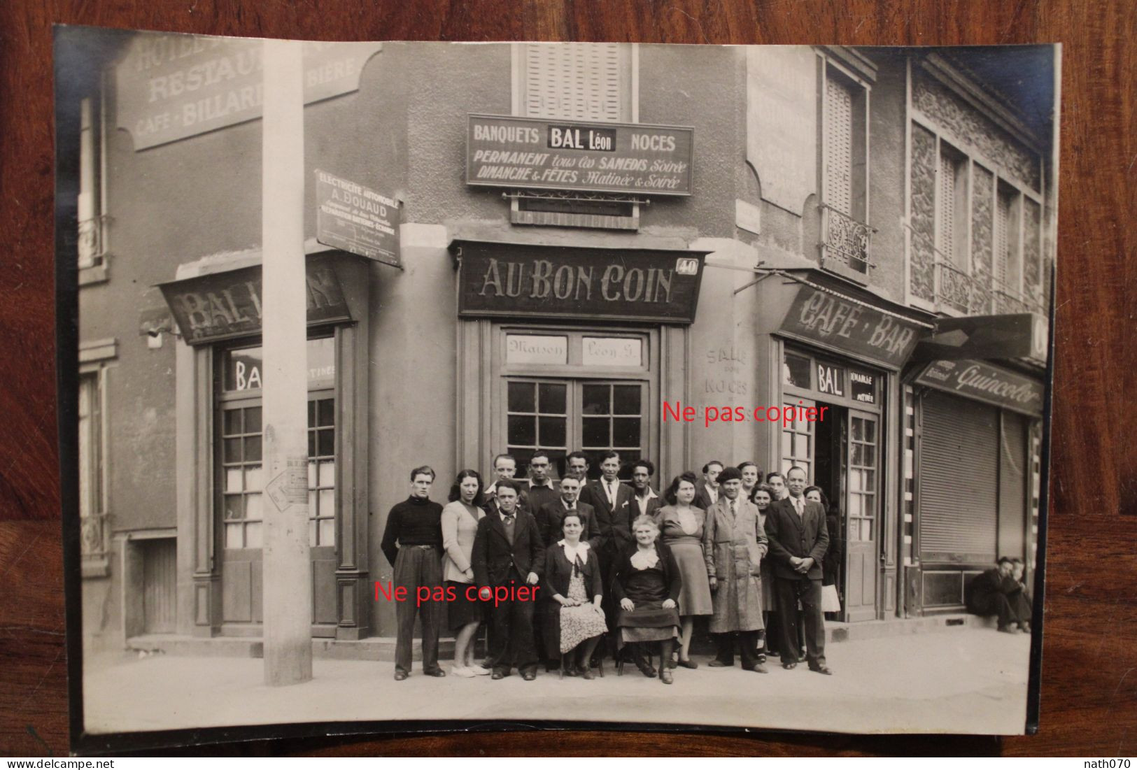 Photo 1940's Au Bon Coin BAL Léon Noces Banquet Hôtel Restaurant Tirage Vintage Print - Mestieri