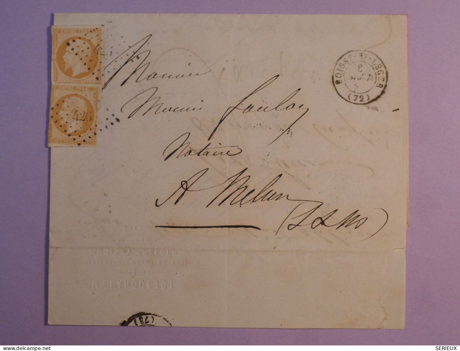 BX12 FRANCE  BELLE  LETTRE 1858 BOISSY ST LEGER A MELUN+ 2X NAPOLEON N°13 +AFF. PLAISANT +++ - 1853-1860 Napoléon III.