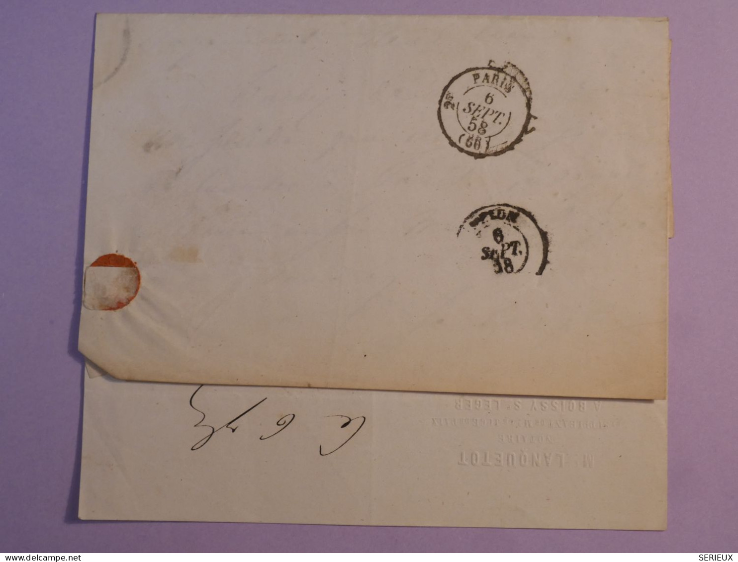 BX12 FRANCE  BELLE  LETTRE 1858 BOISSY ST LEGER A MELUN+ 2X NAPOLEON N°13 +AFF. PLAISANT +++ - 1853-1860 Napoleone III