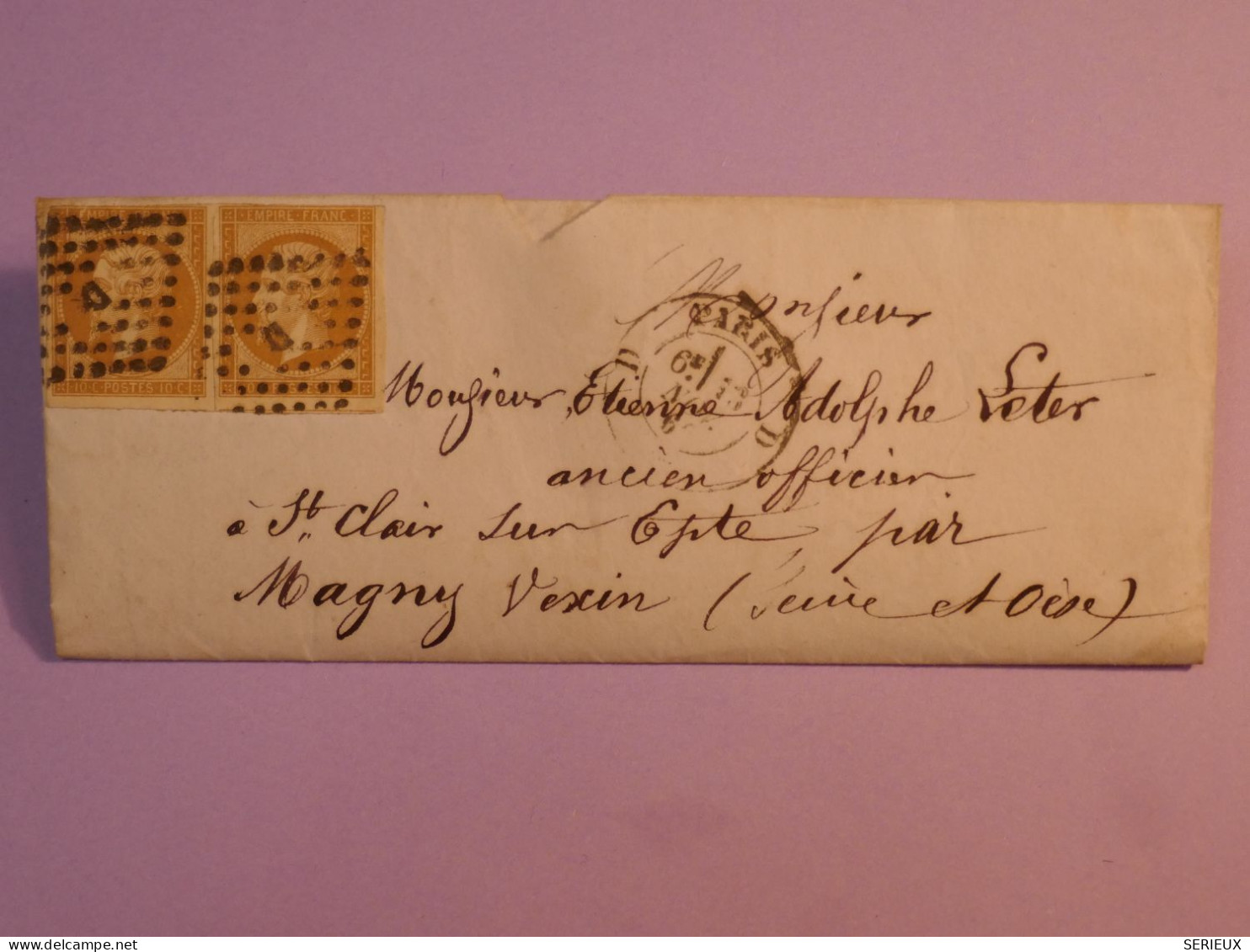 BX12 FRANCE  BELLE  LETTRE 1860 PARIS A MAGNY+ 2X NAPOLEON N°13 +AFF. PLAISANT +++ - 1853-1860 Napoleone III