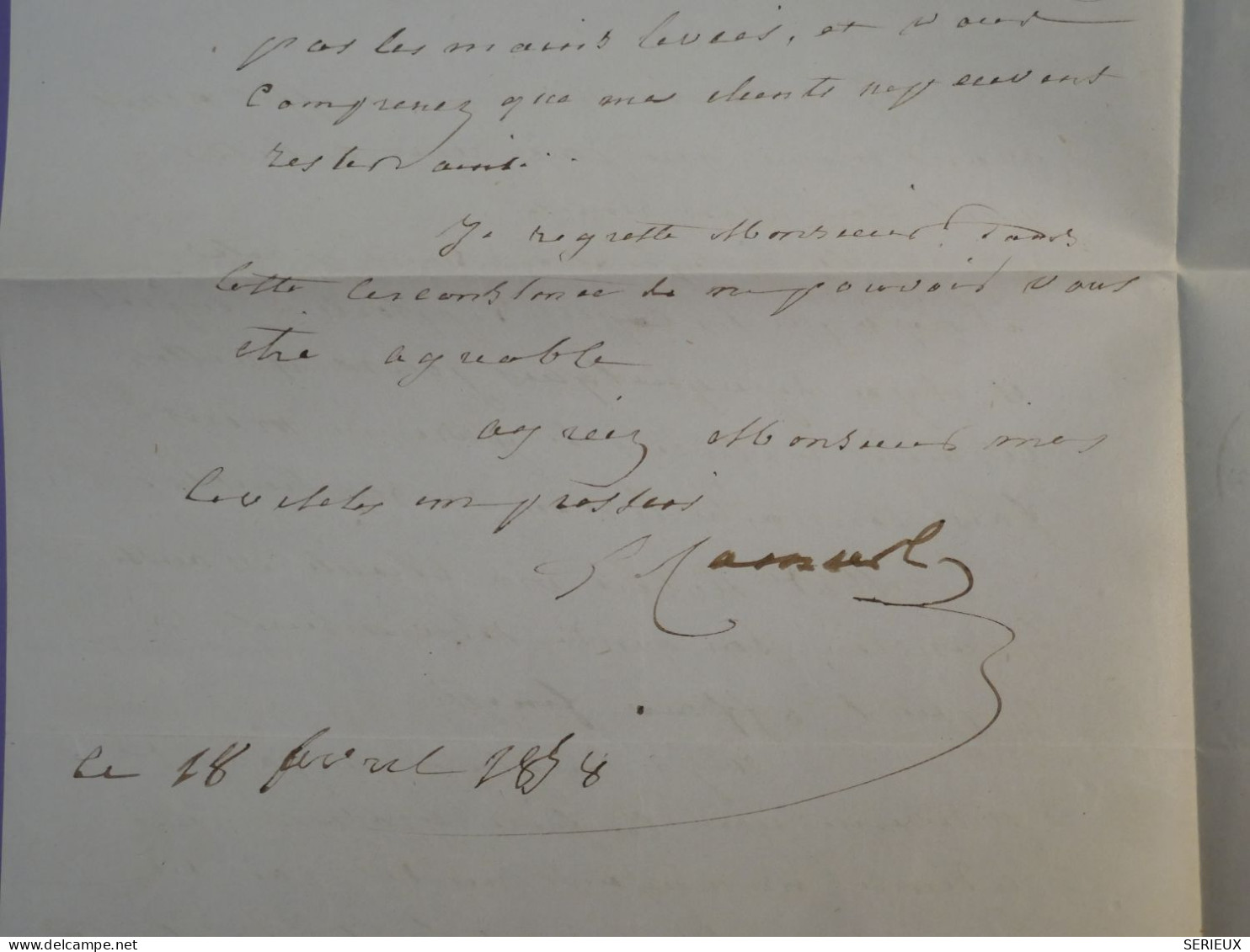 BX12 FRANCE  BELLE  LETTRE 1858 PARIS A LA CHAPELLE GAUTIER+  NAPOLEON N°14 LAITEUX  +AFF. PLAISANT +++ - 1853-1860 Napoleone III