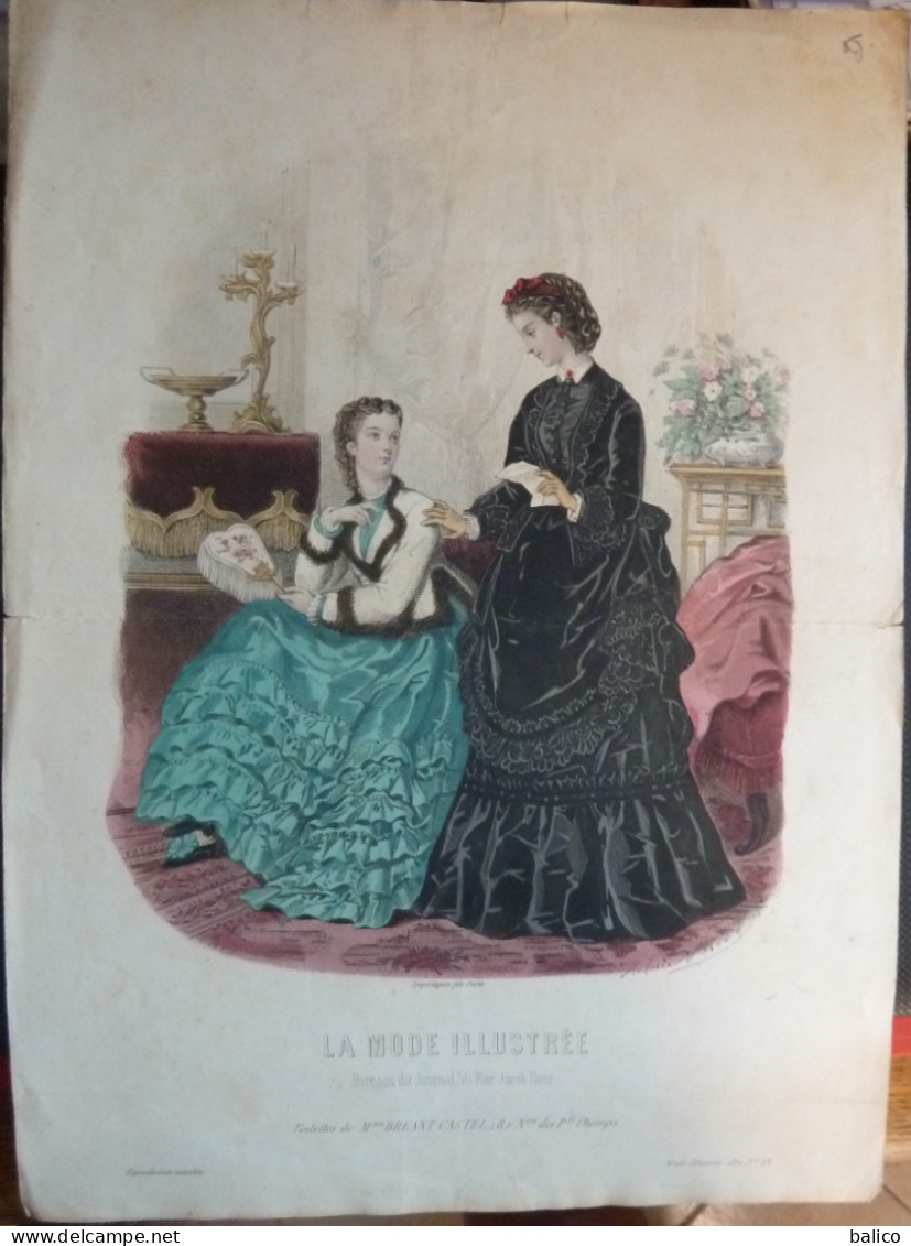 La Mode Illustrée 1870 - Gravure D'époque XIXème ( Déstockage Pas Cher) Réf;  Réf; B 04 - Avant 1900