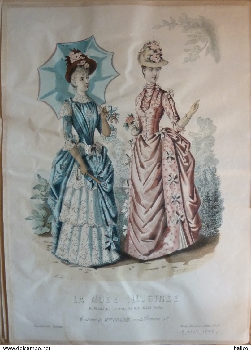 La Mode Illustrée 1888 - Gravure D'époque XIXème ( Déstockage Pas Cher) Réf;  Réf; B 06 - Avant 1900