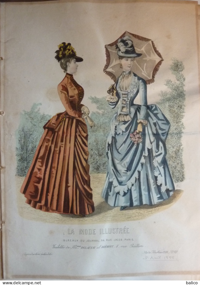 La Mode Illustrée 1888 - Gravure D'époque XIXème ( Déstockage Pas Cher) Réf;  Réf; B 09 - Antes De 1900